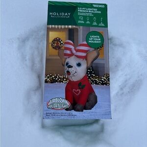 Holiday Living 3.5 Lighted French Bulldog Christmas Yard Inflatable Blow Up. NEW